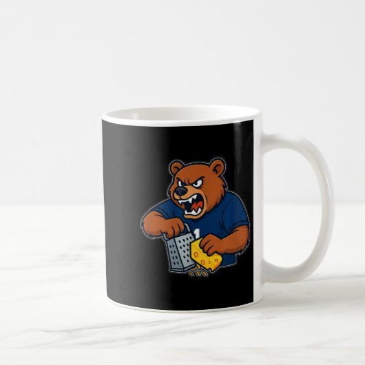 クマがチーズをこする面白いデザイン コーヒーマグカップ (右)