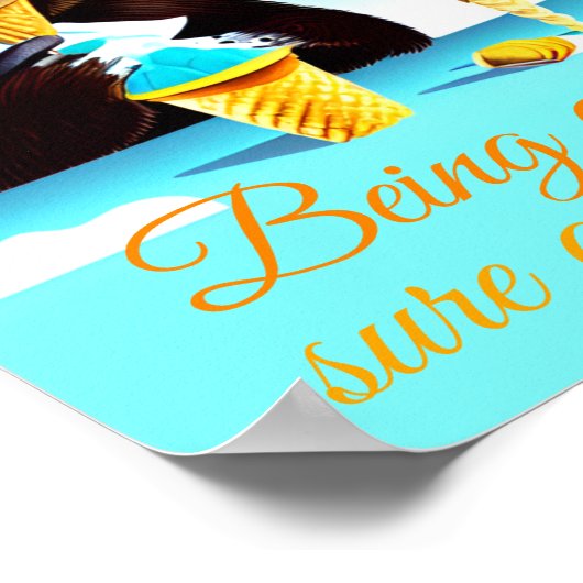 クマがトップハットのアイス食べクリームアートを着ていること ポスター (角)