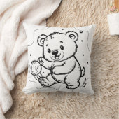 クマがフットボールをしている クッション (ブランケット)