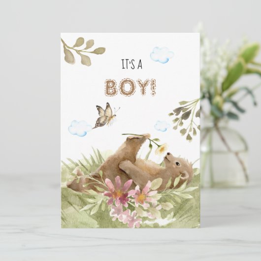 *~*クマが楽しむ花男の赤ちゃんシャワー 招待状 (スタンド正面)