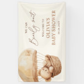 クマさんと一緒にお待ちかね！ テディベア ベイビーシャワー ウェルカム 横断幕 (縦)