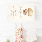 クマさんと一緒にお待ちかね！ テディベア ベイビーシャワー ウェルカム 横断幕 (インサイチュ)