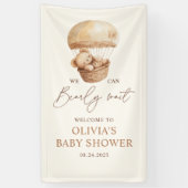 クマさんと一緒にお待ちかね！ テディベア ベイビーシャワー ウェルカム 横断幕 (縦)