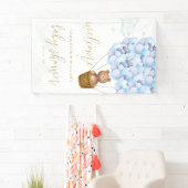 クマさんと一緒にお待ちかね！ブルーボーイ ベイビーシャワー ウェルカム 横断幕 (インサイチュ)