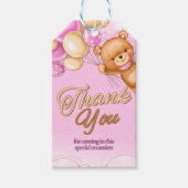クマさんと一緒にお待ちかね - 女の子のベイビーシャワー ギフトタグ (正面)
