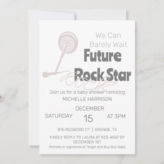 クマさんと一緒にお待ちかね！性別問わず楽しめるベイビーシャワーのご招待 招待状 (正面)