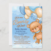 クマさんと一緒にお待ちかね - 男の子ベイビーシャワー 招待状 (正面)