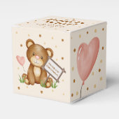 クマさんと一緒にお待ちしております ベイビーシャワーのお土産ボックス フェイバーボックス (正面サイド)