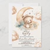 クマさんと一緒にお待ちしております　ベイビーシャワー 招待状 (正面)