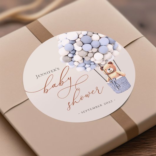 クマさんと一緒にお待ちしております！ベビーシャワーのクラシックな丸型ステッカー ラウンドシール