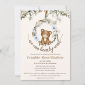 クマさんと一緒にお待ちしてるよ!かわいいベビーシャワー招待状 招待状 (正面)