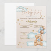 クマさんと一緒にお待ち遠しいよ！ベイビーシャワーのクマさん招待状 招待状 (正面/裏面)