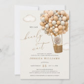 クマさんと一緒にお待ち遠しいよ！ベイビーシャワー 招待状 (正面)