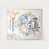 クマさんと一緒にお待ち遠しいよ!男の子テディベアベビーシャワー タペストリー (正面(横))