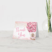 クマさんと一緒にお待ち遠しいよ 赤ちゃんのおしゃわー感謝カード サンキューカード (正面)