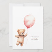 クマさんと一緒にお待ち遠しい テディベア ガールズ ベイビーシャワー 招待状 (裏面)