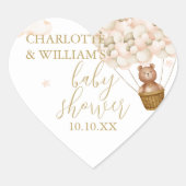 クマさんと一緒にお待ち遠しい テディベア ベイビーシャワー ハート型 ハートシール (正面)