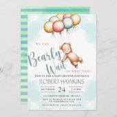 クマさんと一緒にお待ち遠しい テディベア ベビーシャワー 招待状 (正面/裏面)