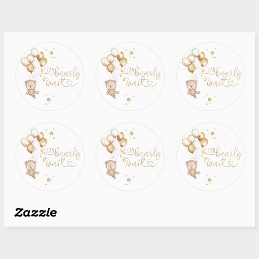 クマさんと一緒にお待ち遠しい ベイビーシャワーのお土産飾り ラウンドシール (シート)