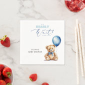 クマさんと一緒にお待ち遠しい！ベイビーシャワー スタンダードカクテルナプキン (インサイチュ)