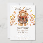 クマさんと一緒にお待ち遠しい ベイビーシャワー 招待状 (正面)