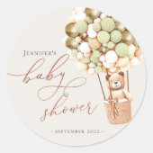 クマさんと一緒にお待ち遠しい！ベビーシャワー クラシック ラウンド スティック ラウンドシール (正面)