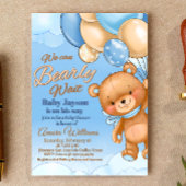 クマさんと一緒にお待ち遠しい - 男の子ベイビーシャワー 招待状