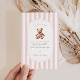 クマさんと一緒にお待ち遠しかったベイビーシャワーの感謝カード