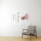 クマさんと一緒にお待ち遠しくて仕方ない風船のテディベアベビーシャワー タペストリー (インサイチュ(横))