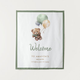 クマさんと一緒にお待ち遠しくて仕方ない テディベア風船 ベイビーシャワー タペストリー