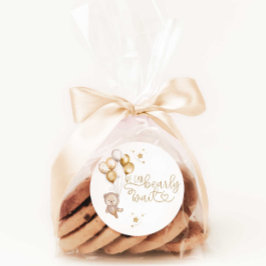 クマさんと一緒にお待ち遠しくて仕方ない ベイビーシャワーのお土産デコレーション ラウンドシール