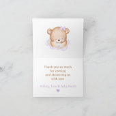 クマさんと一緒にお待ち遠しくて仕方ない ベイビーシャワーの感謝カード サンキューカード (内部)