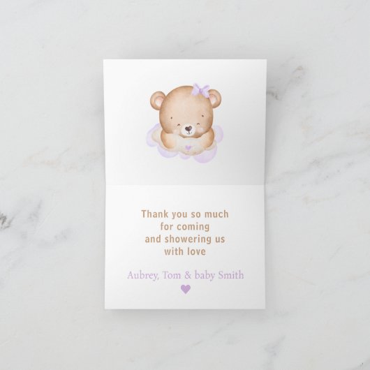 クマさんと一緒にお待ち遠しくて仕方ない ベイビーシャワーの感謝カード サンキューカード (内部)