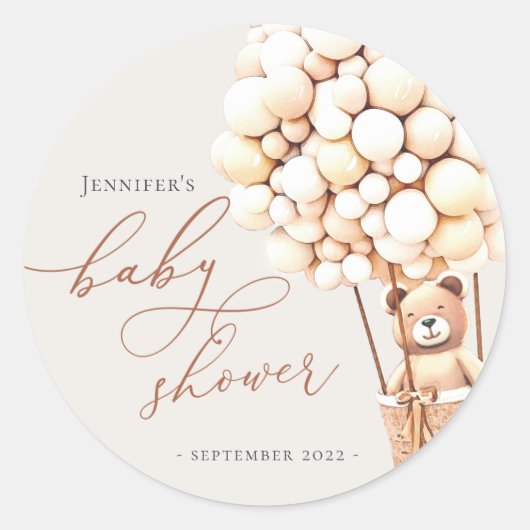 クマさんと一緒にお待ち遠しくて仕方ない!ベイビーシャワー ラウンドシール (正面)