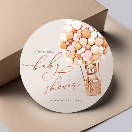 クマさんと一緒にお待ち遠しくて仕方ない！ベビーシャワーのクラシックな丸型ステッカー ラウンドシール