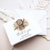 クマさんと一緒にお待ち遠しくて仕方ない ボーホー クマさん ベビーシャワー サンキューカード