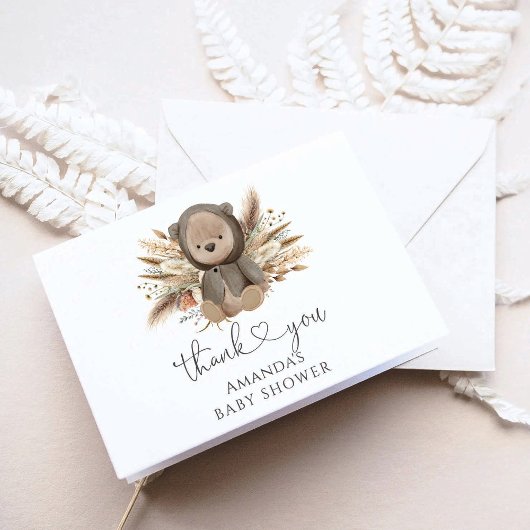 クマさんと一緒にお待ち遠しくて仕方ない ボーホー クマさん ベビーシャワー サンキューカード