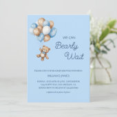 クマさんと一緒にお待ち遠しくて仕方ない - 青茶色のクマのぬいぐるみ 招待状 (スタンド正面)