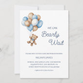 クマさんと一緒にお待ち遠しくて仕方ない - 青茶色のテディベア 招待状 (正面)
