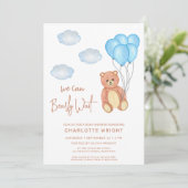 クマさんと一緒にお待ち遠し!男の子のベビーシャワー 招待状 (スタンド正面)