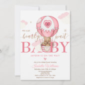 クマさんと一緒にお待ち遠にしていてね ピンク 招待状 (正面)