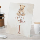 クマさんと一緒にお待ち遠方ベイビーシャワーテーブルナンバー 台座サイン (インサイチュ)