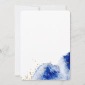 クマさんと一緒にお待ち遠方！ロイヤルブルーとゴールドのベイビーシャワー 招待状 (裏面)