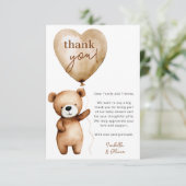 クマさんと一緒に待つよ！ベイビーシャワーのお礼カード 招待状 (スタンド正面)