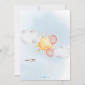 クマさんと一緒に誕生日を待とう ピンク風船のテディベア 初誕生日 招待状 (裏面)