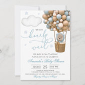 クマさんと気球のベビーシャワー 招待状 (正面)