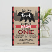 クマさんびっくり！1歳の誕生日パーティーへの招待状 招待状 (スタンド正面)