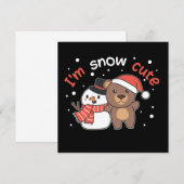 クマさんも雪 キュートな雪だるま 雪パンの誘い 招待状 (正面/裏面)