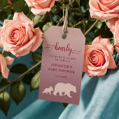 クマさん待ちきれない ベビーシャワータグ 女の子 ピンク ウッドランド ギフトタグ