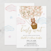 クマさん待ち テディベア 性別発表パーティー 招待状 (正面/裏面)